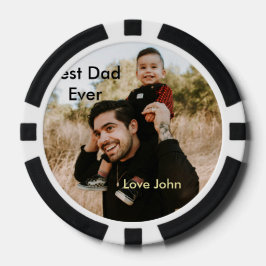 Best dad ever father's dad gift photo name simple  poker chips