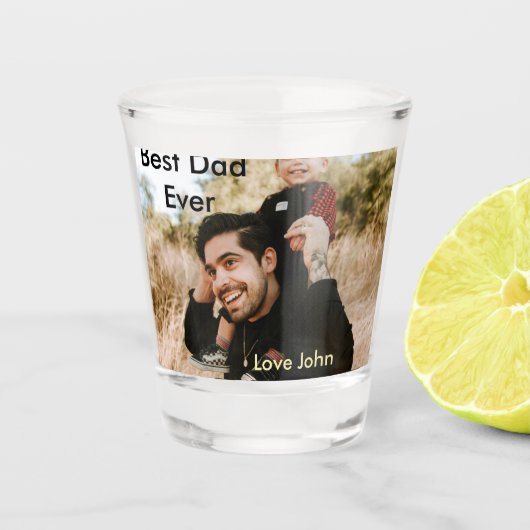 Best dad ever father's dad gift photo name simple  shot glas (Voorkant)