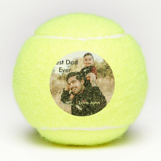Best dad ever father's dad gift photo name simple  tennisballen (Voorkant)
