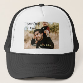 Best dad ever father's dad gift photo name simple  trucker pet