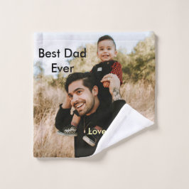 Best dad ever father's dad gift photo name simple  washandje