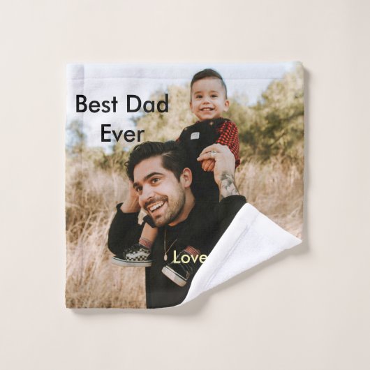 Best dad ever father's dad gift photo name simple  washandje (Wasdoekje)