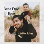 Best dad ever father's dad gift photo name simple  wijn etiket (Enkel label)