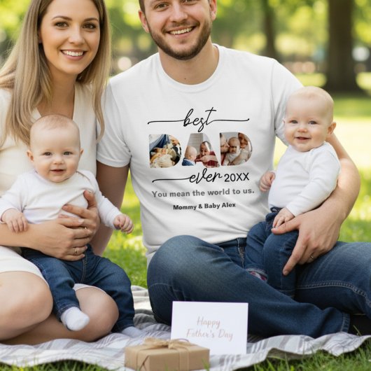 Best dad ever| Father's Day Dad Cut out 3 Photos T-shirt