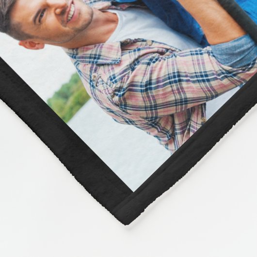 BEST DAD EVER Fotocollage Minimal Black Fleece Deken (Hoek)