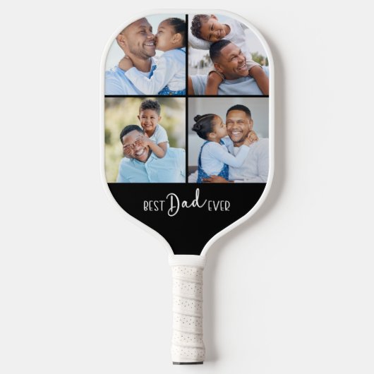Best Dad Ever Four Photo Collage Pickleball Paddle (Voorkant)