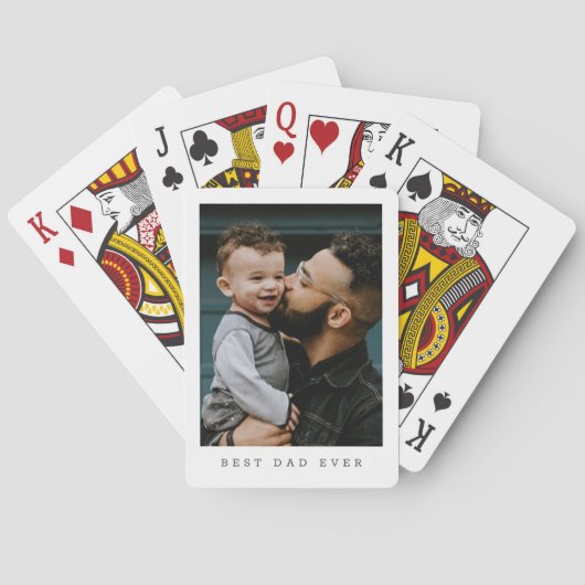 Best Dad Ever Full Photo Personalized Pokerkaarten (Achterkant)