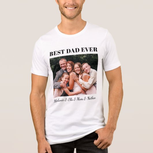 Best Dad Ever Fully Customizable Family Hug Photo Tri-Blend Shirt (Voorkant)