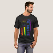 Best Dad Ever Gay Pride Rainbow American Flag Fath T-shirt (Voorkant volledig)