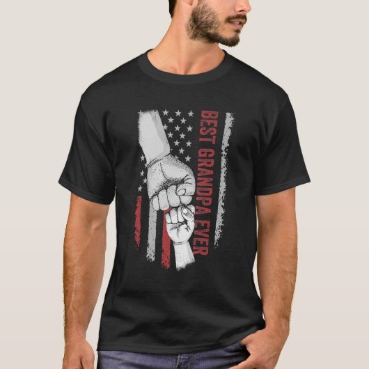 Best Dad Ever Grandpa American Flag T-shirt (Voorkant)