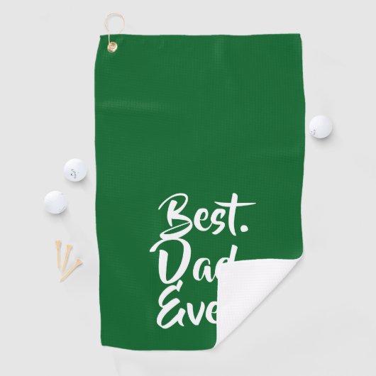 'Best. Dad. Ever.' Green White Heartfelt Golfhanddoek (Insitu)