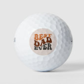 Best Dad Ever Groovy Retro Typografie Golfballen (Voorkant)