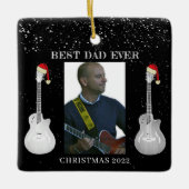 Best Dad Ever Guitars Kerstmis 2022 foto Keramisch Ornament (Voorkant)