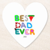 Best Dad Ever Heart Paper Coaster Kartonnen Onderzetters (Voorkant)