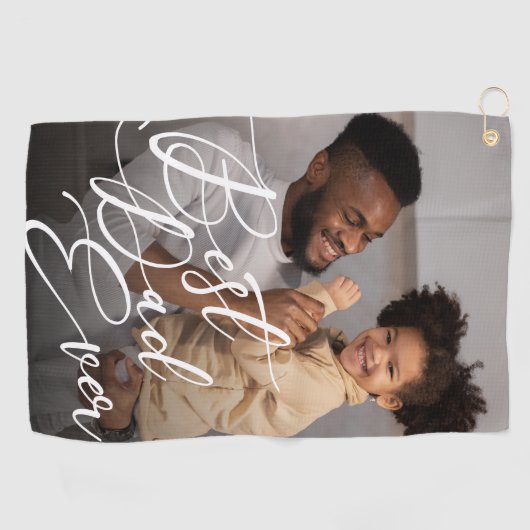 Best Dad Ever minimalist Photo Vaderdag Golfhanddoek (Horizontaal)