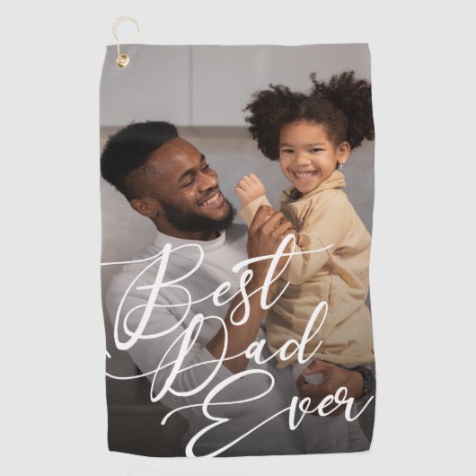 Best Dad Ever minimalist Photo Vaderdag Golfhanddoek (Voorkant)