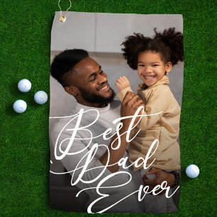 Best Dad Ever minimalist Photo Vaderdag  Golfhanddoek