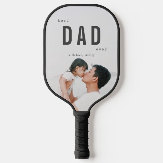 Best Dad Ever minimalist Photo Vaderdag Pickleball Paddle (Voorkant)