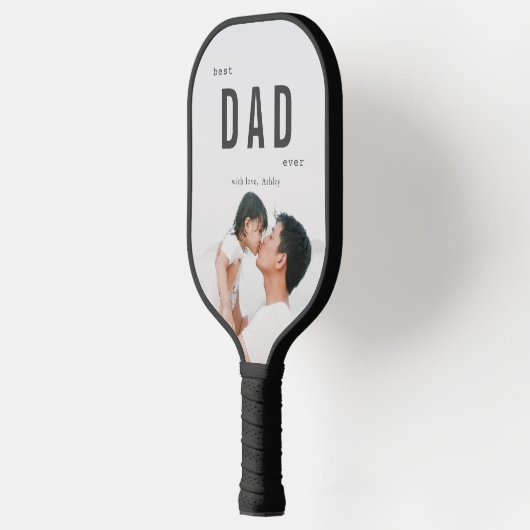 Best Dad Ever minimalist Photo Vaderdag Pickleball Paddle (Links)