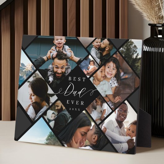 Best Dad Ever Modern Photo Collage Gift Keepsake Fotoplaat