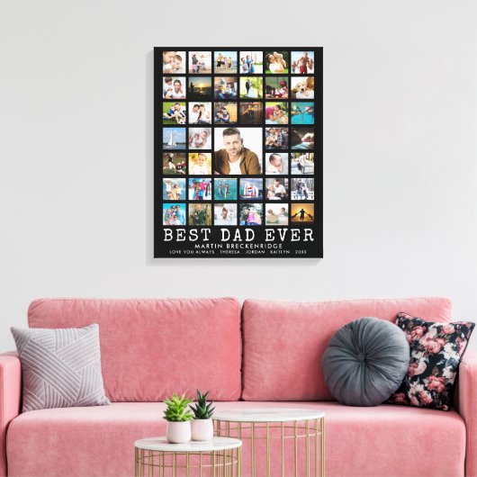 BEST DAD EVER Modern Photo Collage Name Canvas Afdruk (Insitu (Woonkamer))