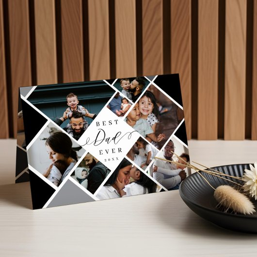 Best Dad Ever Modern Photo Collage Personalized Kaart