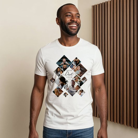 Best Dad Ever Modern Photo Collage Personalized Tri-Blend Shirt