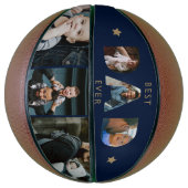Best DAD Ever Multiple Photo Collage Navy Keepslag Basketbal (Verticaal)