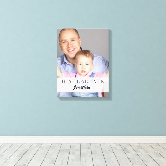 Best Dad Ever Name Quote Family Design Canvas Afdruk (Insitu (Houten vloer))