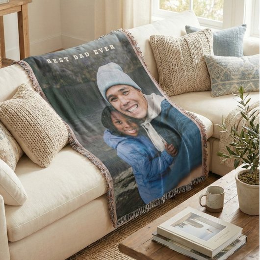 Best Dad Ever Personalized Family Photo Keepsake Deken