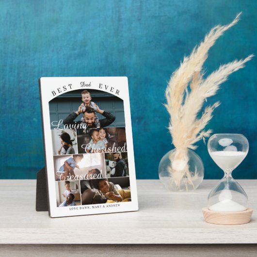 Best Dad Ever Personalized Photo Memory Collage Fotoplaat (Zijkant)