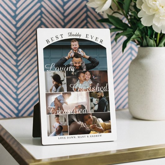 Best Dad Ever Personalized Photo Memory Collage Fotoplaat
