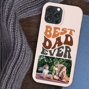 Best Dad Ever Photo and Groovy Retro Typography Case-Mate iPhone Case
