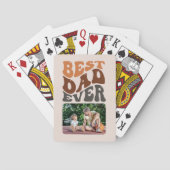 Best Dad Ever Photo and Groovy Retro Typography Pokerkaarten (Achterkant)