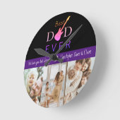 Best Dad Ever Photo Collage Custom Father’s Day Ronde Klok (Hoek)