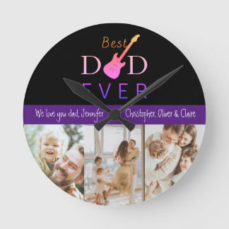 Best Dad Ever Photo Collage Custom Father’s Day Ronde Klok