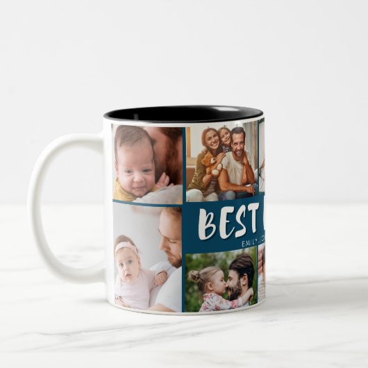 Best Dad Ever Photo Collage Father’s Day Gift  Tweekleurige Koffiemok (Links)