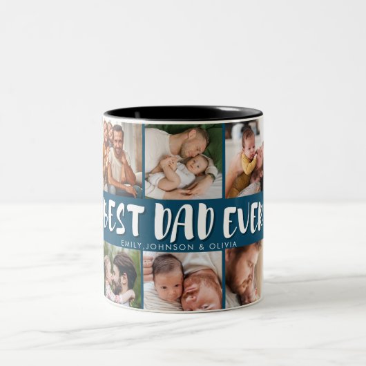 Best Dad Ever Photo Collage Father’s Day Gift  Tweekleurige Koffiemok (Center)