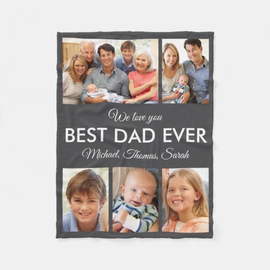 Best Dad Ever Photo Collage Fathers Day Fleece Deken (Voorkant)