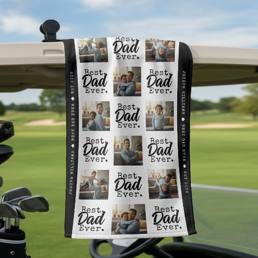 Best Dad Ever Photo Collage Father's Day Golfhanddoek