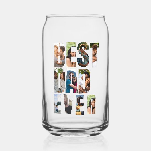 Best Dad Ever | Photo Collage Placeholder Template Blikvorm Glas (Voorkant)