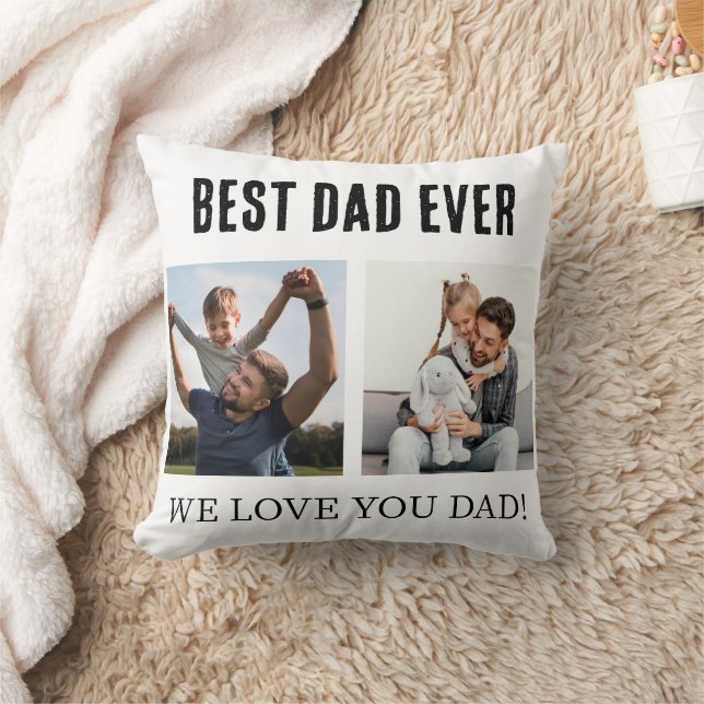 Best Dad Ever Photo Collage Vaderdag Gift Kussen (Deken)