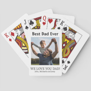 Best Dad Ever Photo Collage Vaderdag Gift Pokerkaarten