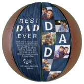 Best Dad Ever Photo Collage Woodgrain Personalize  Basketbal (Verticaal)