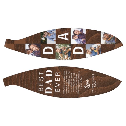 Best Dad Ever Photo Collage Woodgrain Personalize  Basketbal (Panelen)