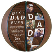 Best Dad Ever Photo Collage Woodgrain Personalize  Basketbal (Verticaal)