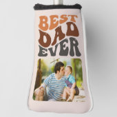 Best Dad Ever Photo Groovy Retro Typografie Golfheadcover (Draai 90)