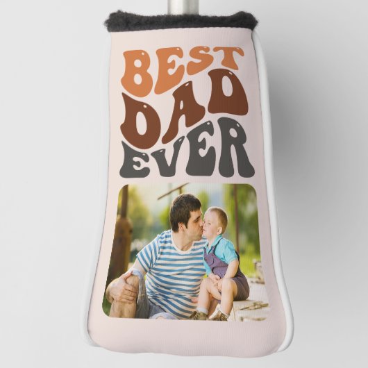 Best Dad Ever Photo Groovy Retro Typografie Golfheadcover (Draai 90)