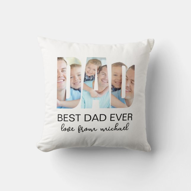 Best Dad Ever Photo Letter Kussen (Voorkant)