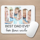 Best Dad Ever Photo Letter Muismat<br><div class="desc">This father's gift mouse pad features three photos in the shape of the letters "DAD",  along with "Best Dad Ever".
It is easily customizable with your photos and name.
Perfect for Father's Day,  birthdays,  or to show your appreciation.</div>